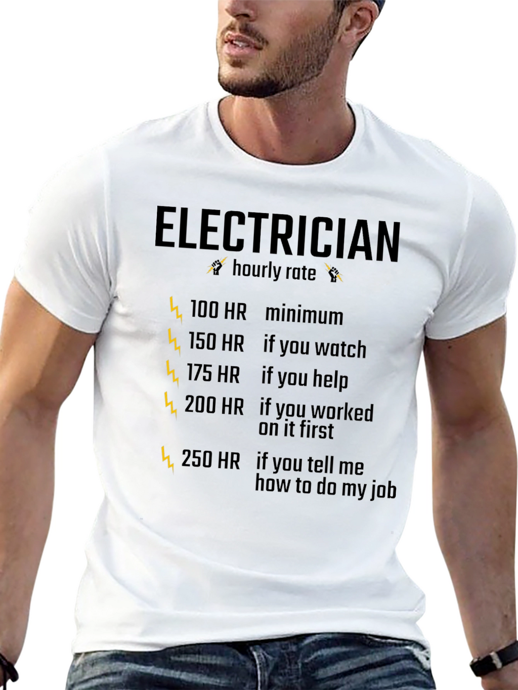 Electrician Hourly Rate Black T-Shirt