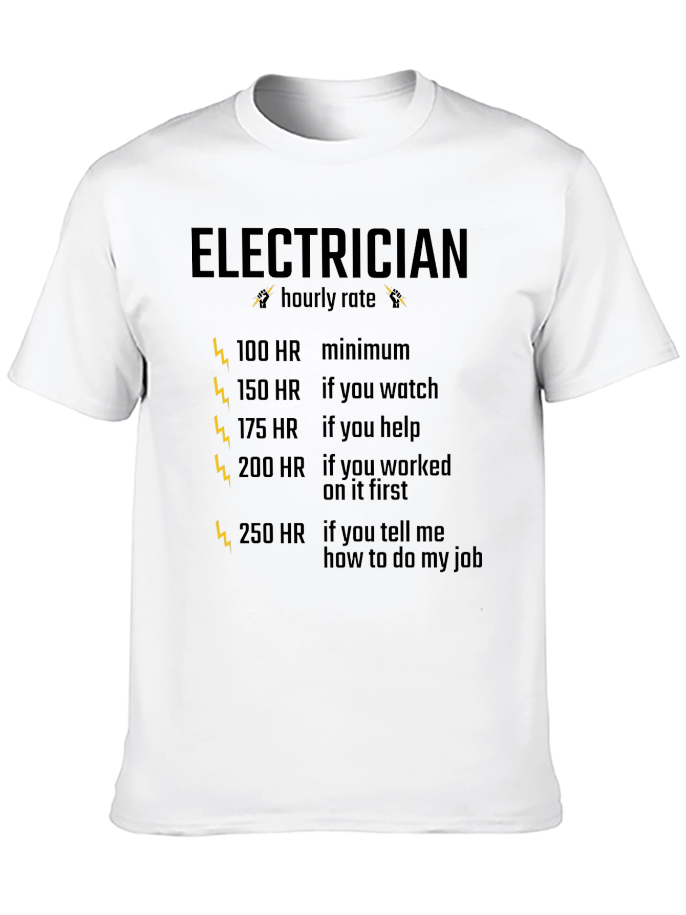 Electrician Hourly Rate Black T-Shirt