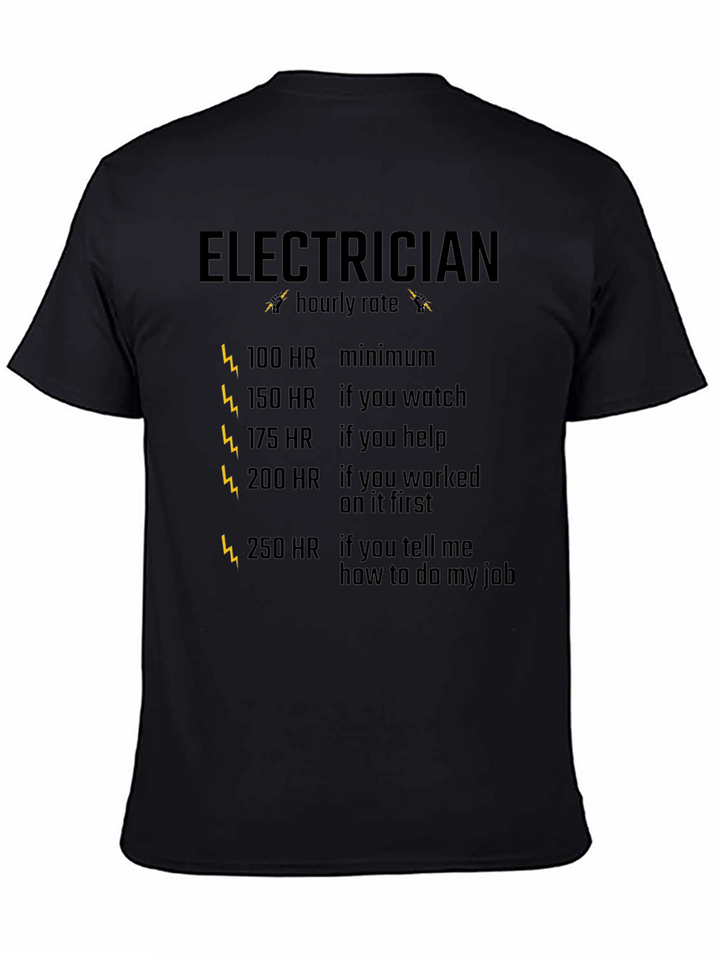 Electrician Hourly Rate Black T-Shirt