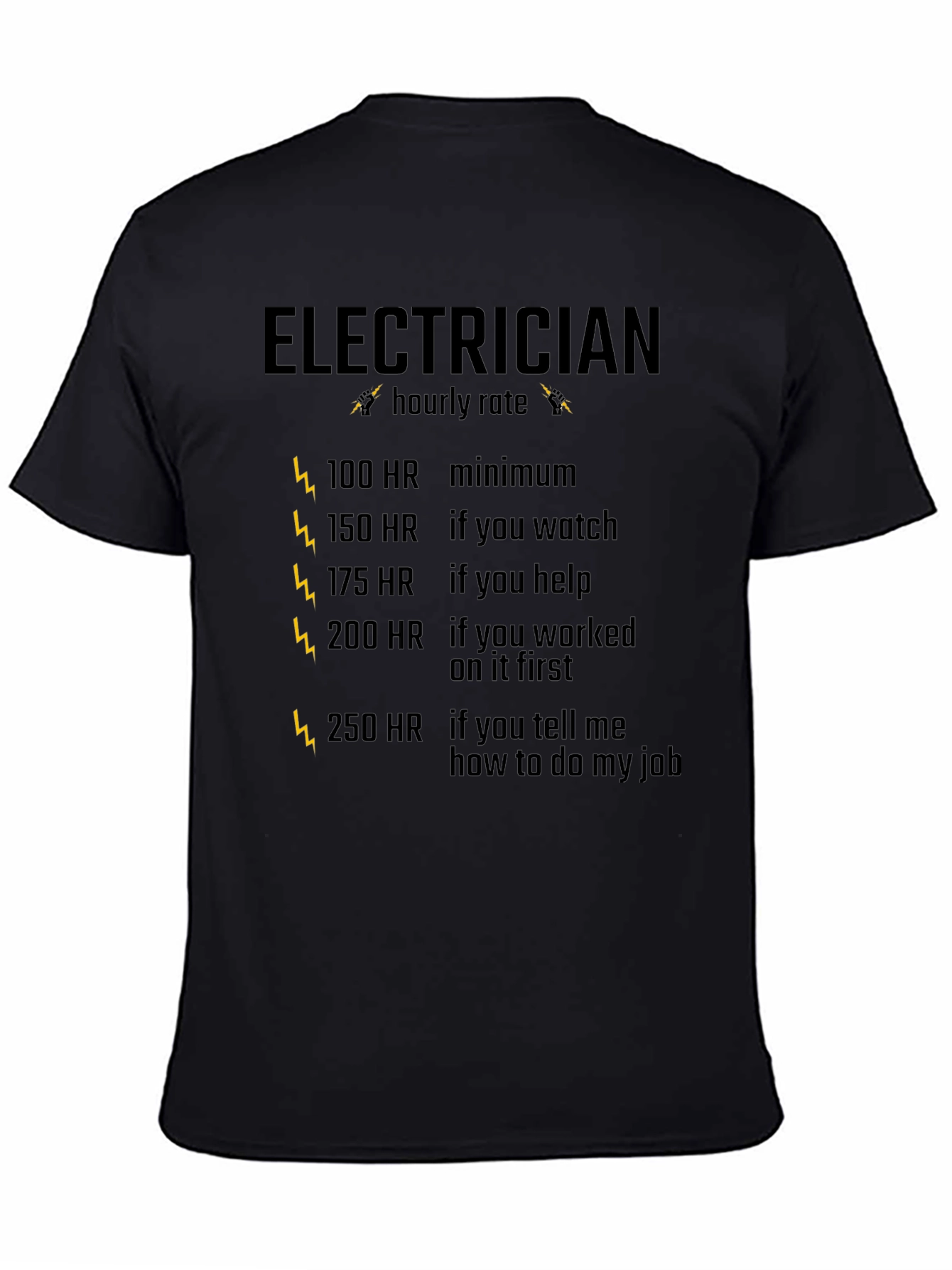 Electrician Hourly Rate Black T-Shirt