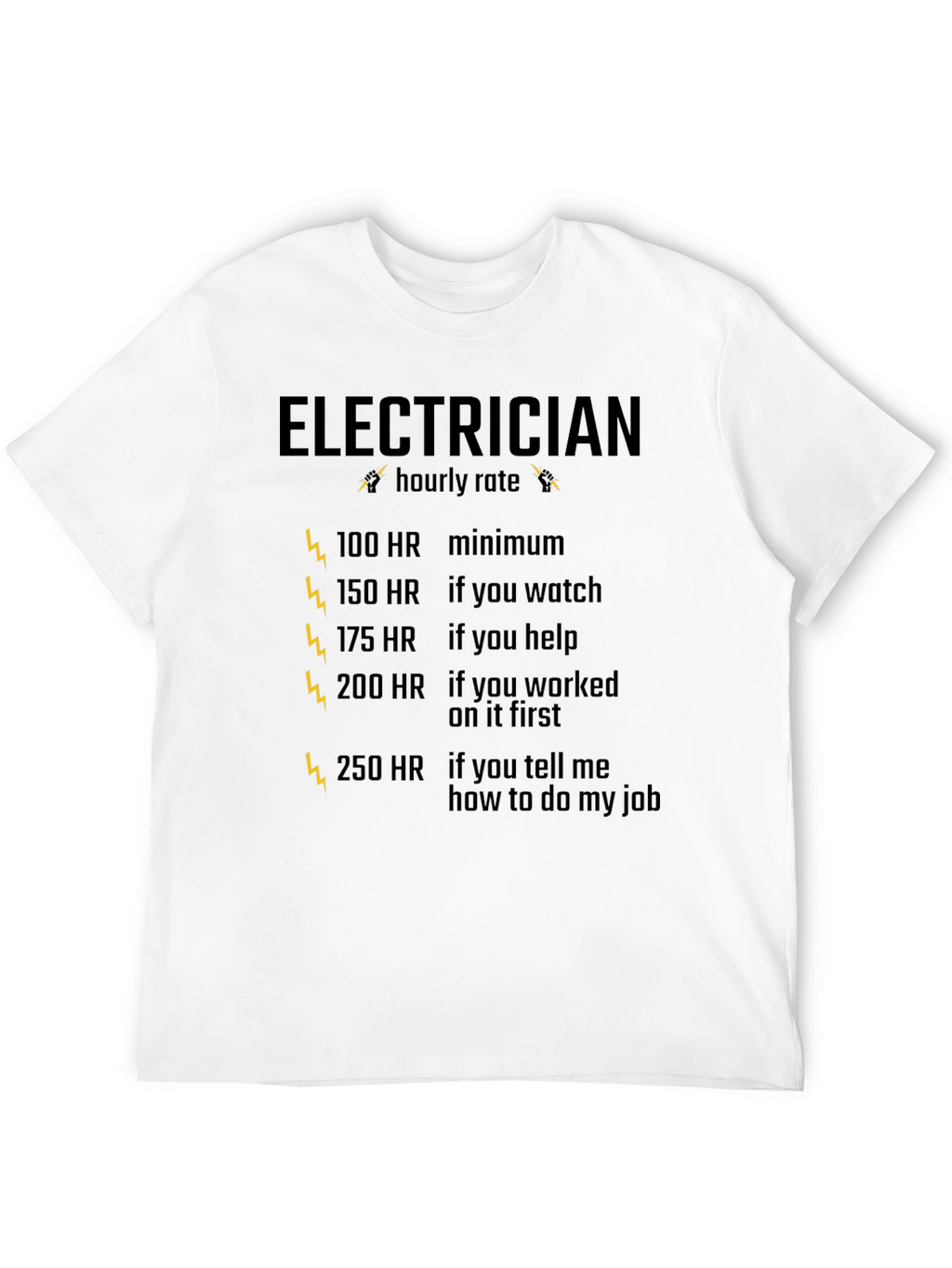 Electrician Hourly Rate Black T-Shirt