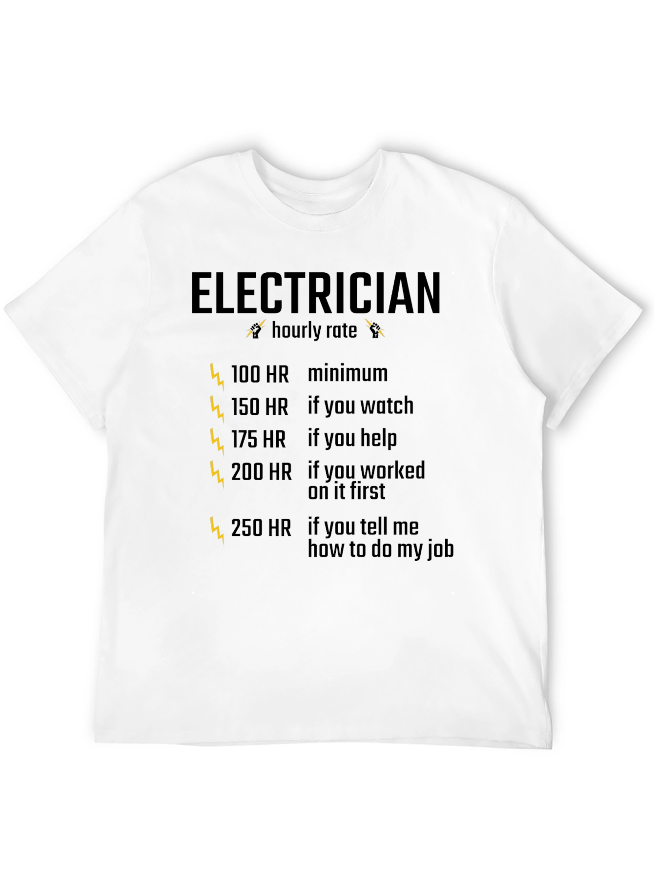 Electrician Hourly Rate Black T-Shirt