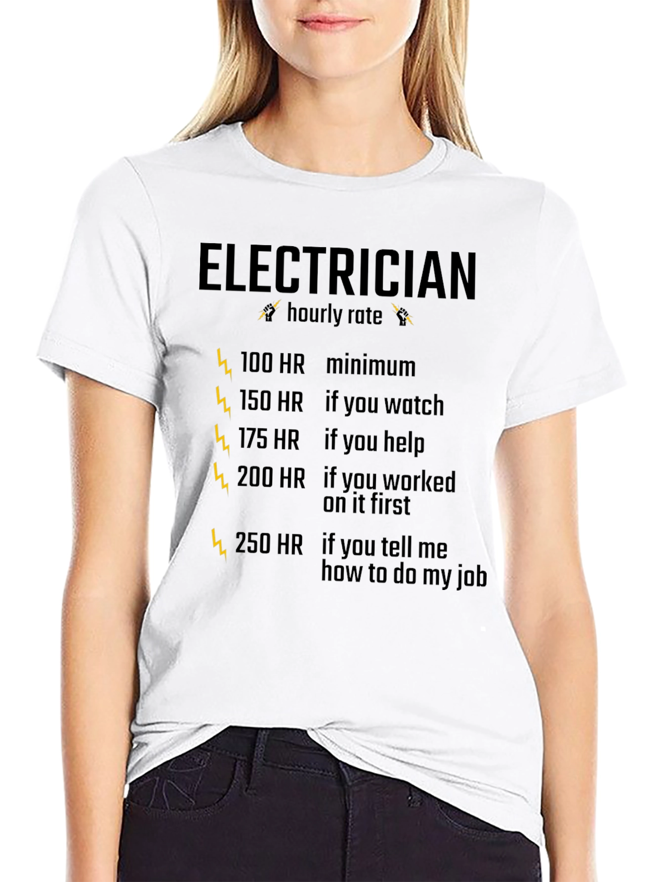 Electrician Hourly Rate Black T-Shirt