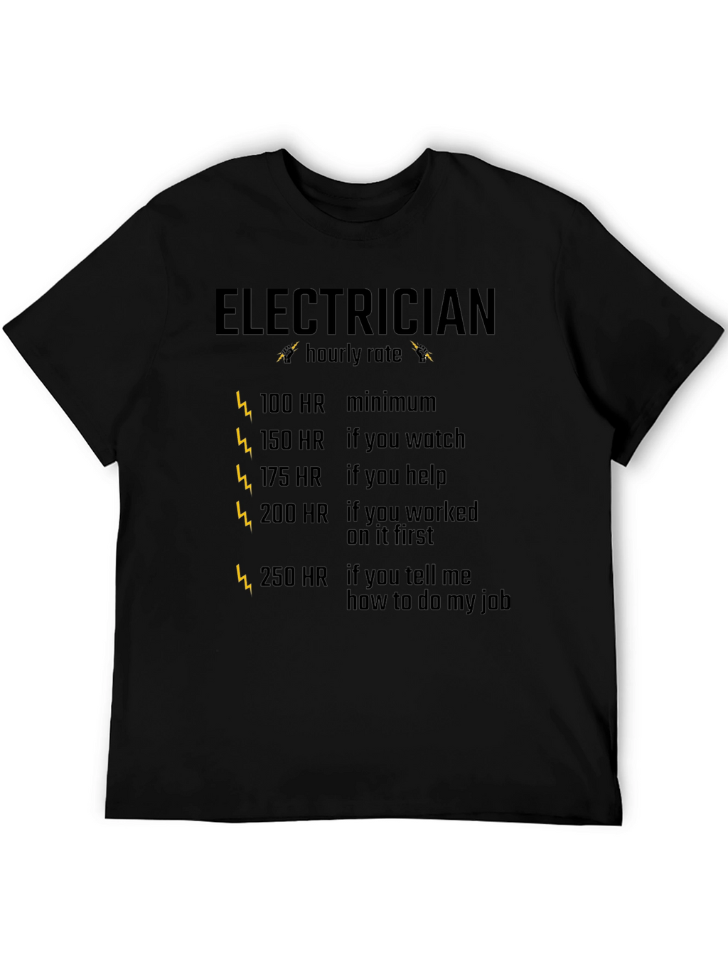 Electrician Hourly Rate Black T-Shirt