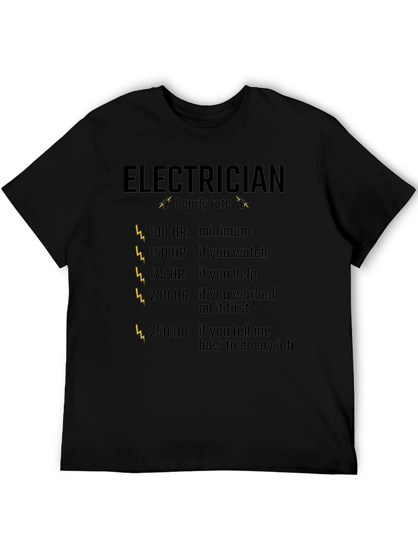 Electrician Hourly Rate Black T-Shirt