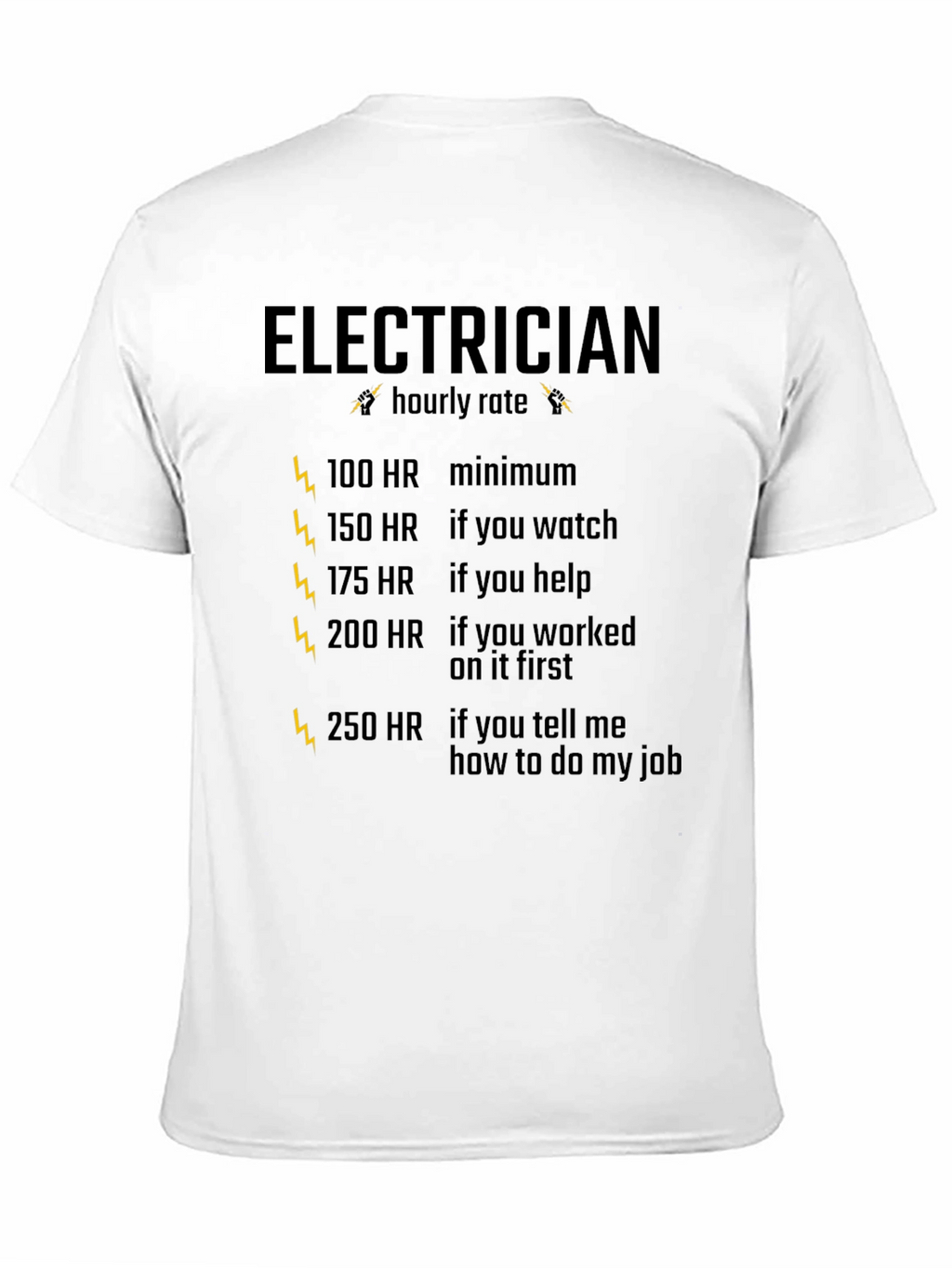 Electrician Hourly Rate Black T-Shirt