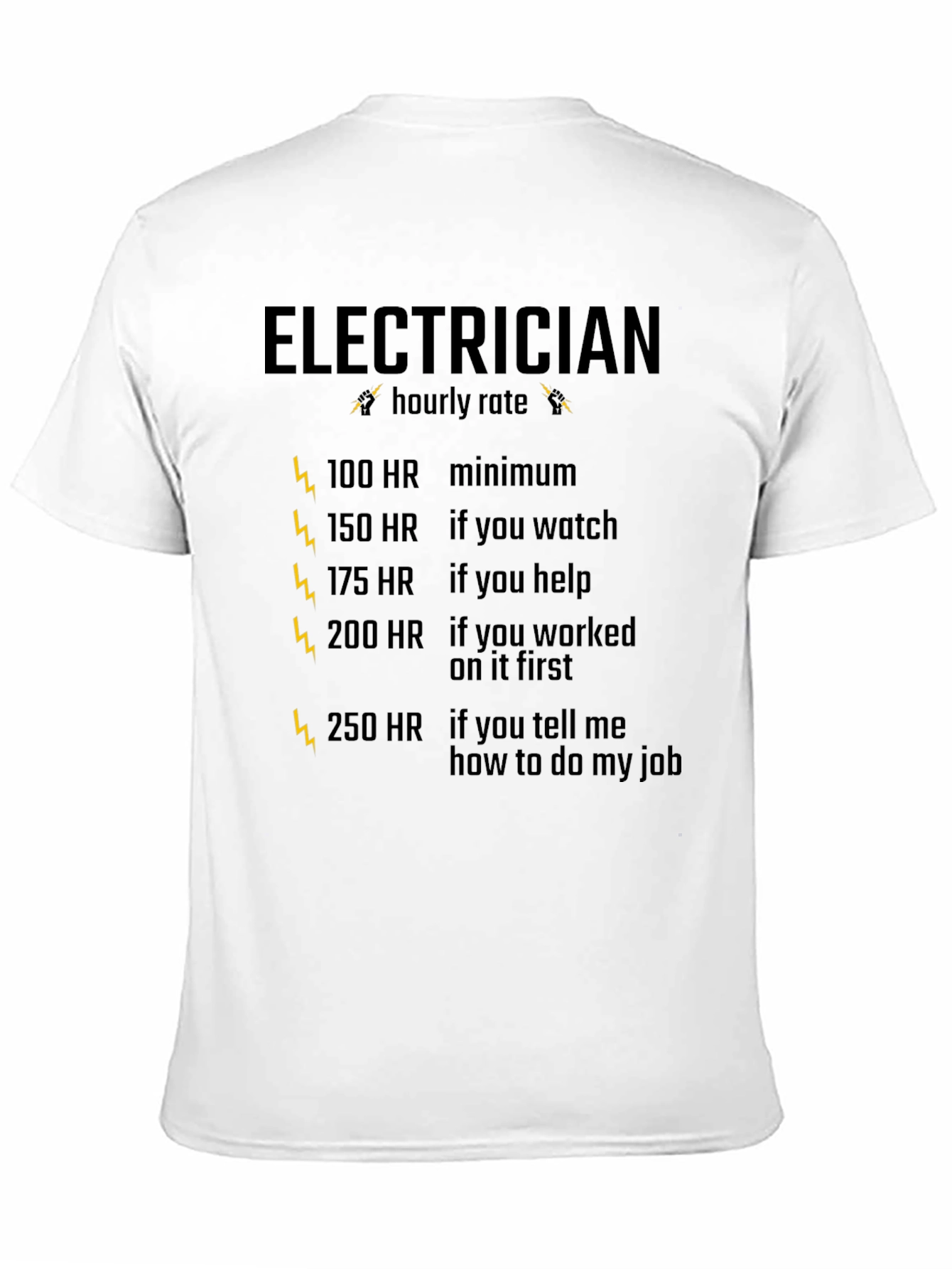Electrician Hourly Rate Black T-Shirt