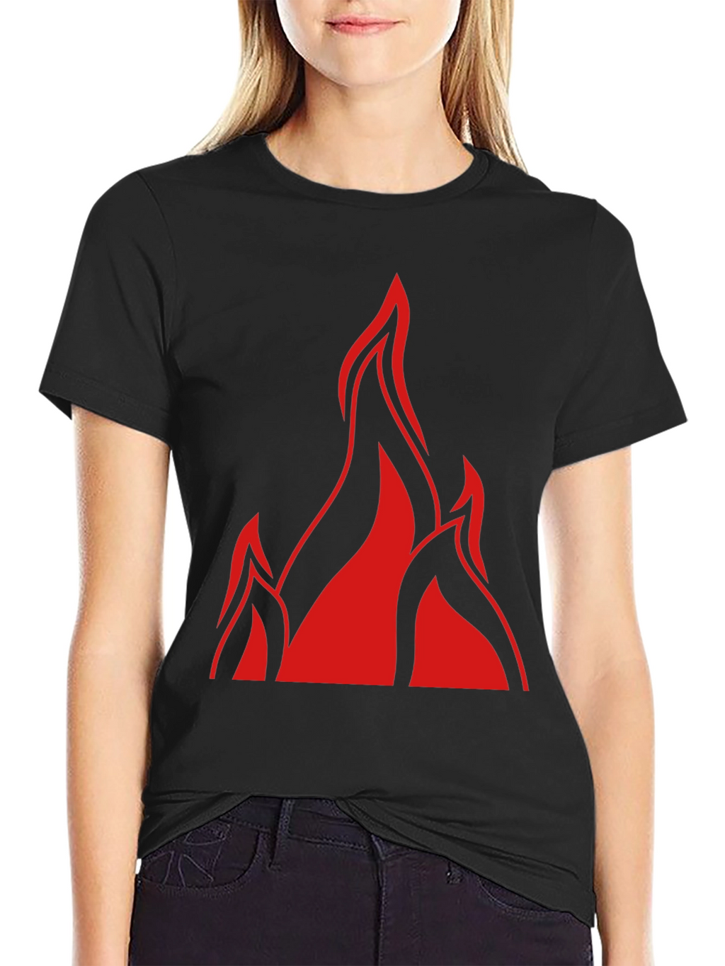 Bold Flame Graphic Black T-Shirt