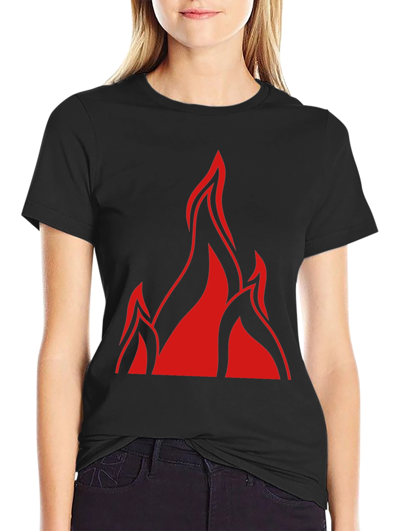 Bold Flame Graphic Black T-Shirt