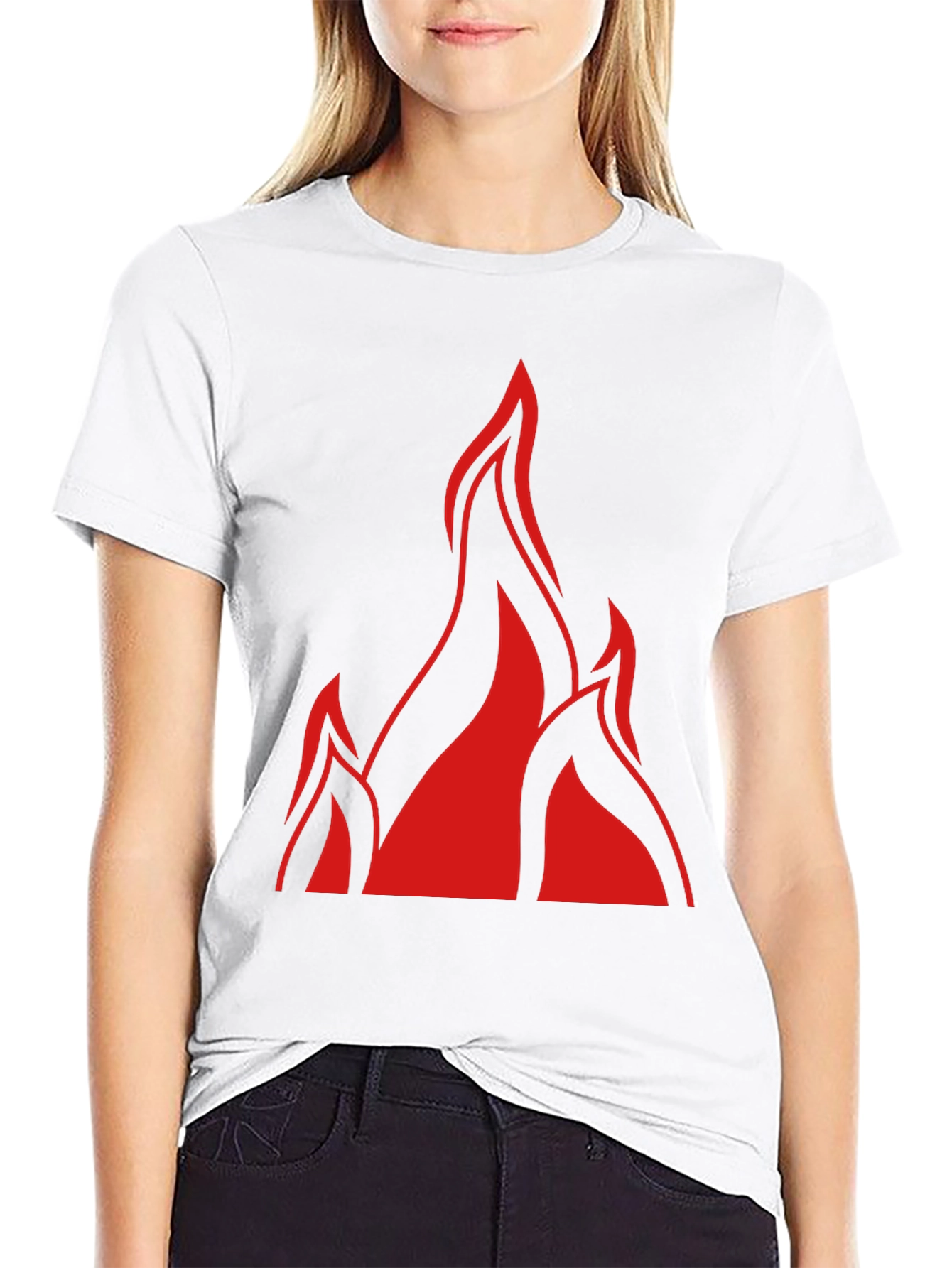 Bold Flame Graphic Black T-Shirt