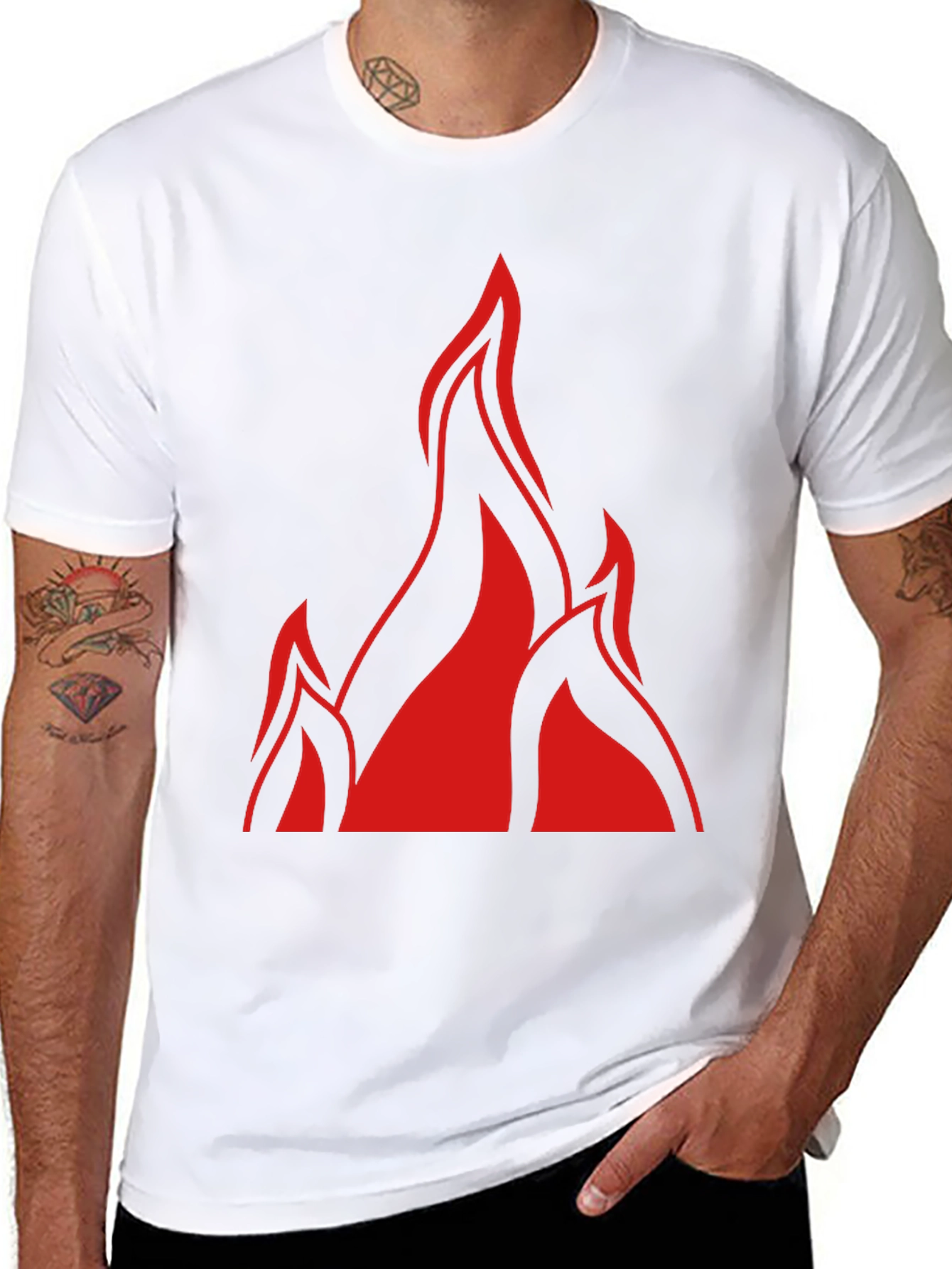Bold Flame Graphic Black T-Shirt