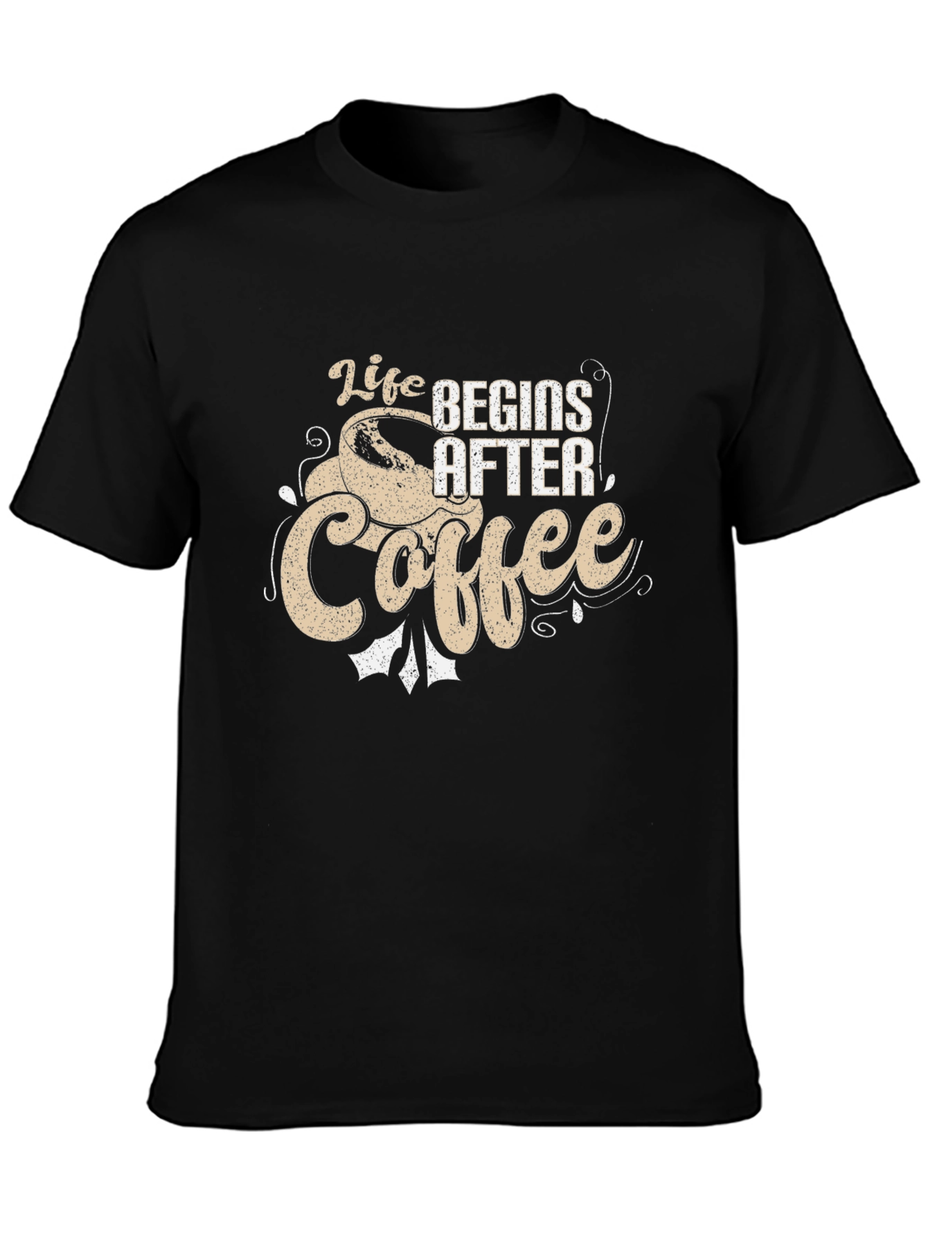 Life Begins After Coffee Graphic Tee - Black