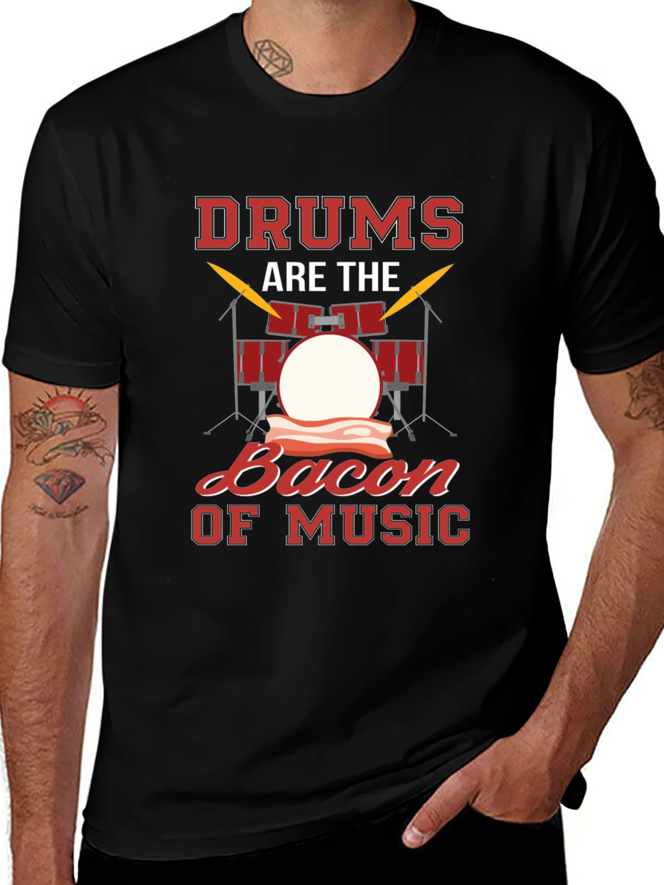 Drums Bacon Music T-Shirt