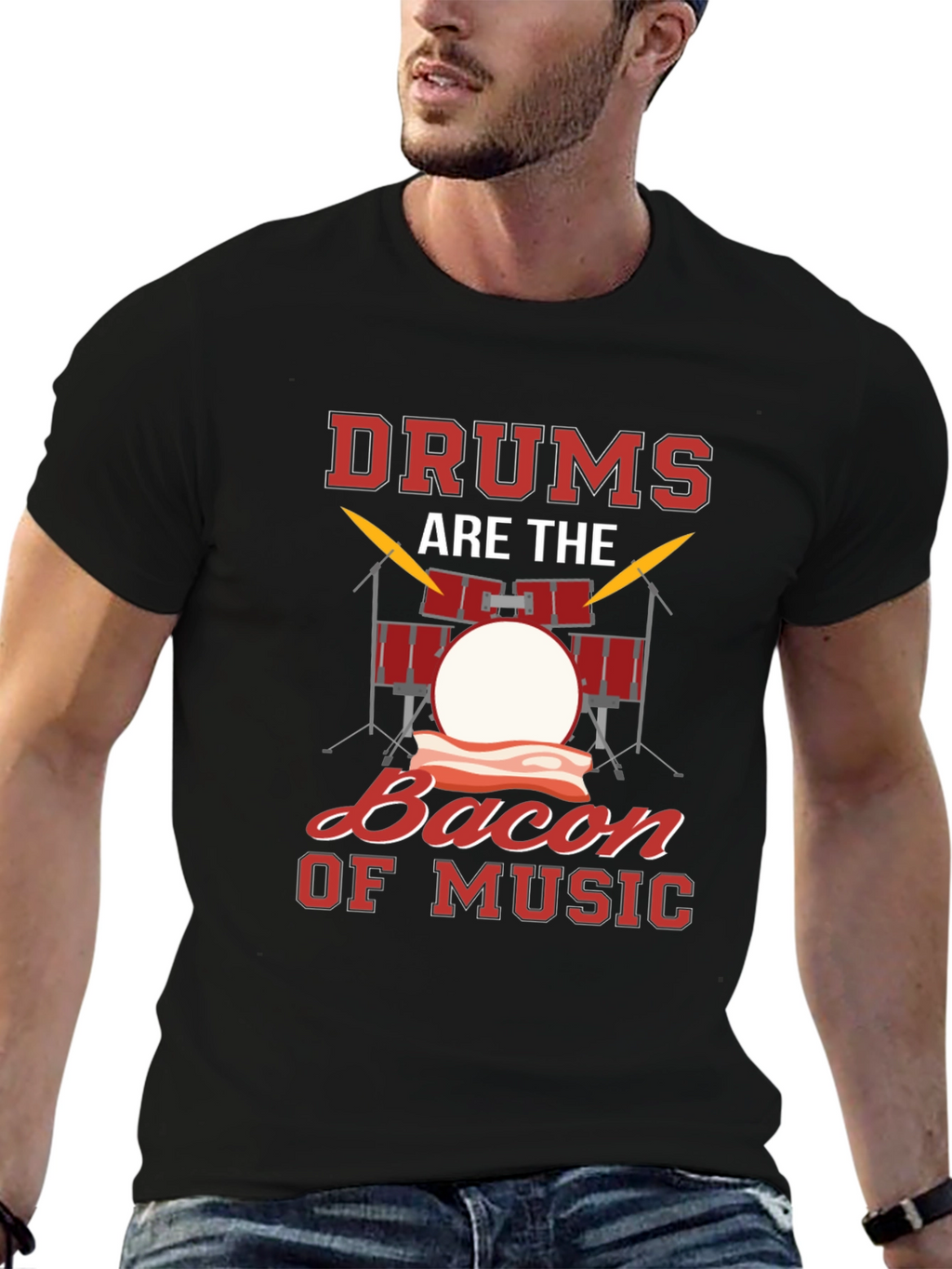 Drums Bacon Music T-Shirt