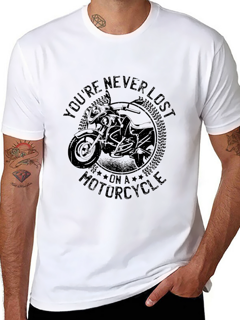 Motorcycle Graphic T-Shirt - Youre Never Lost