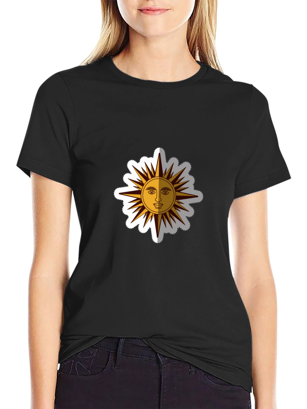 Graphic Sun Tee - Black Cotton Blend