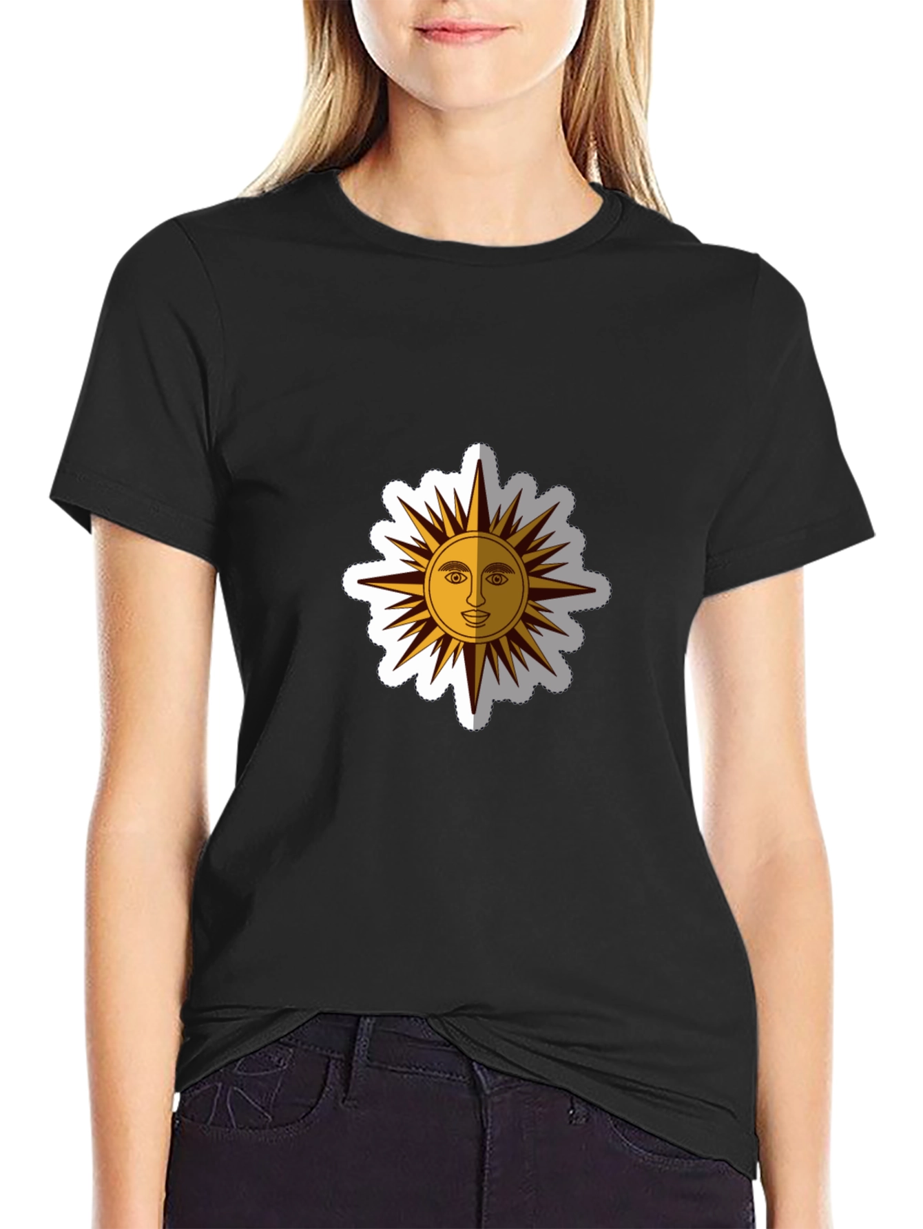 Graphic Sun Tee - Black Cotton Blend