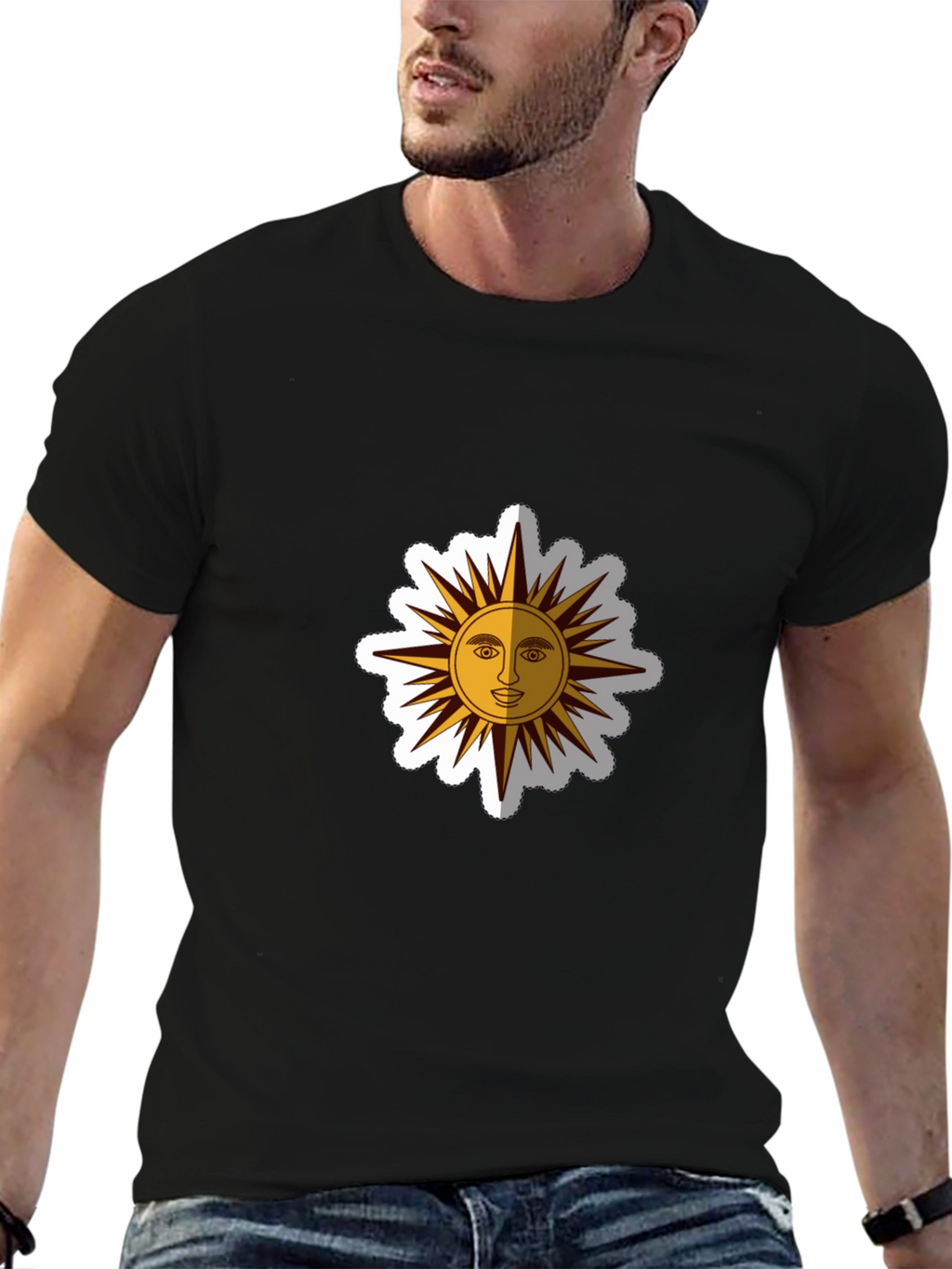 Graphic Sun Tee - Black Cotton Blend
