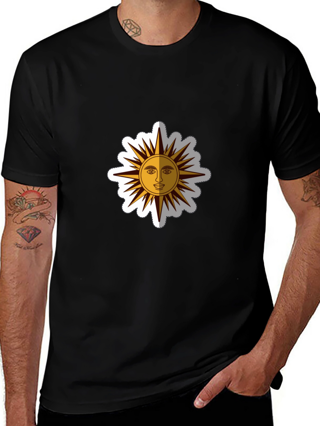 Graphic Sun Tee - Black Cotton Blend