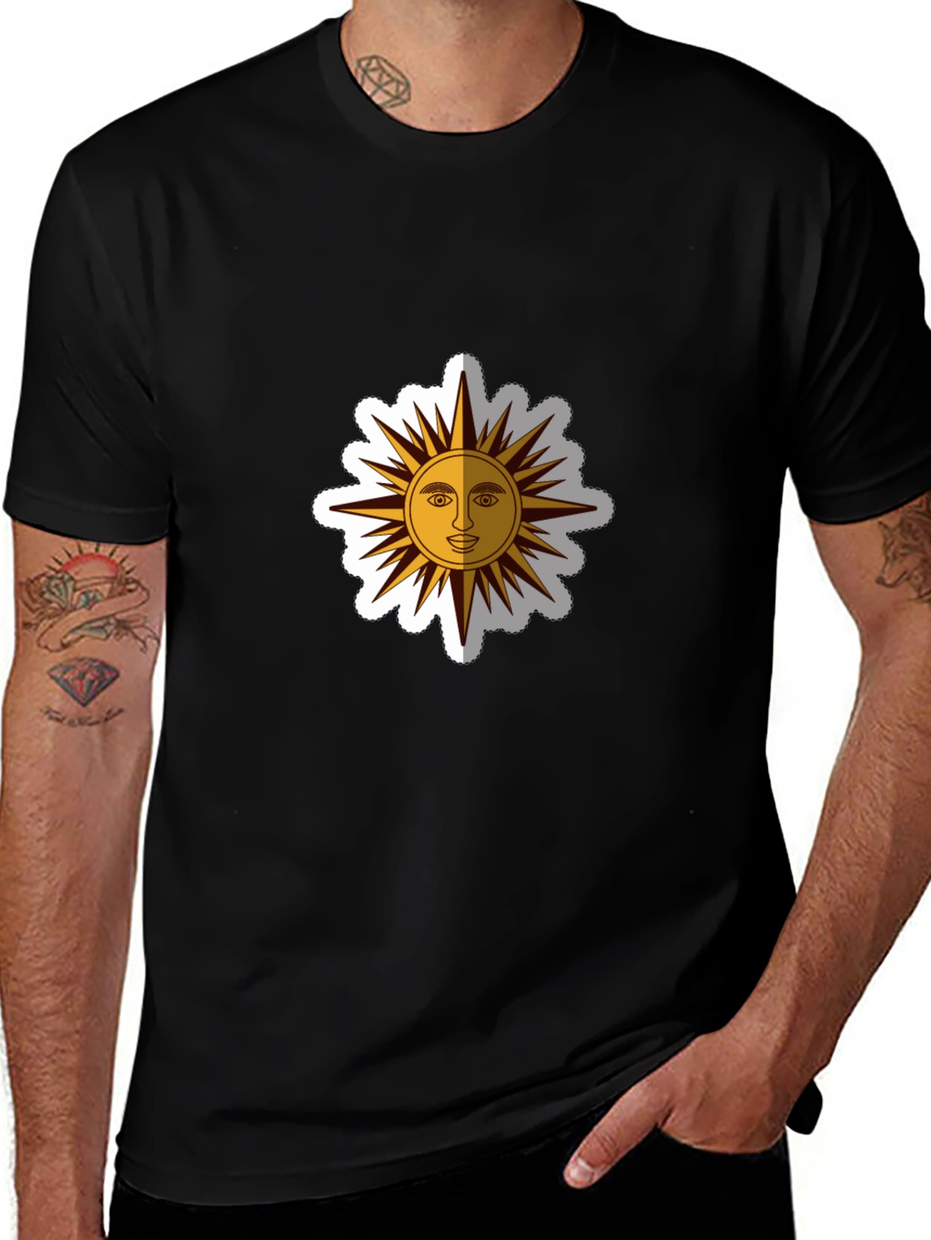 Graphic Sun Tee - Black Cotton Blend