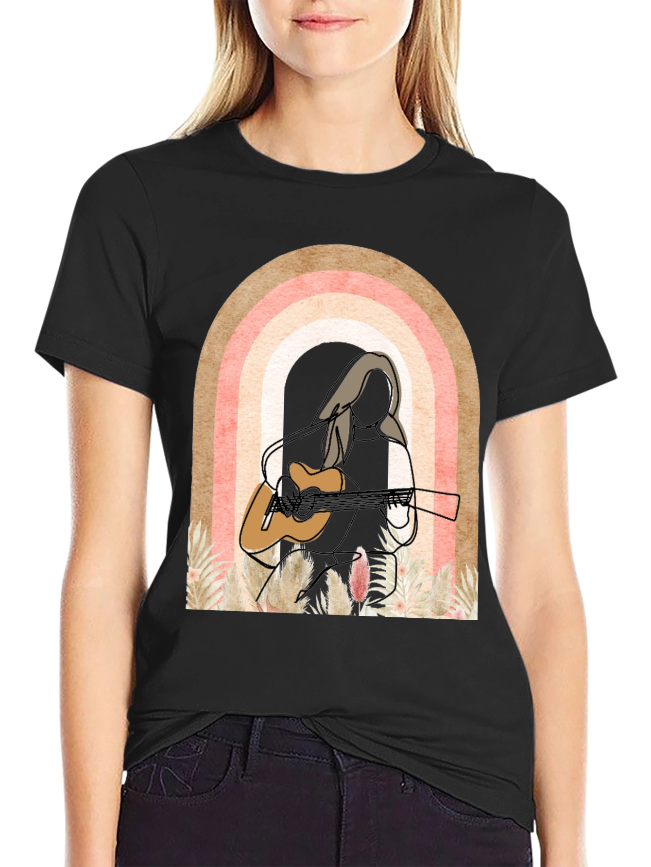 Boho Guitar Player Tee - Vintage Style Graphic T-Shirt