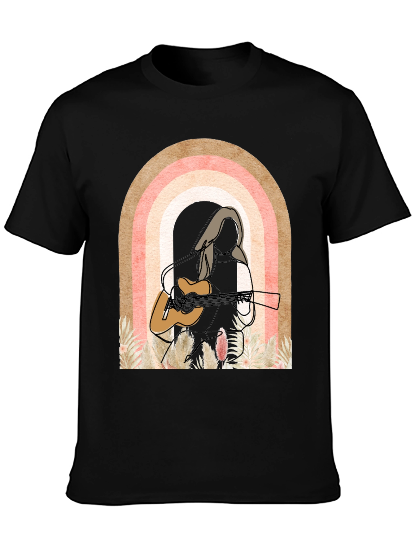 Boho Guitar Player Tee - Vintage Style Graphic T-Shirt