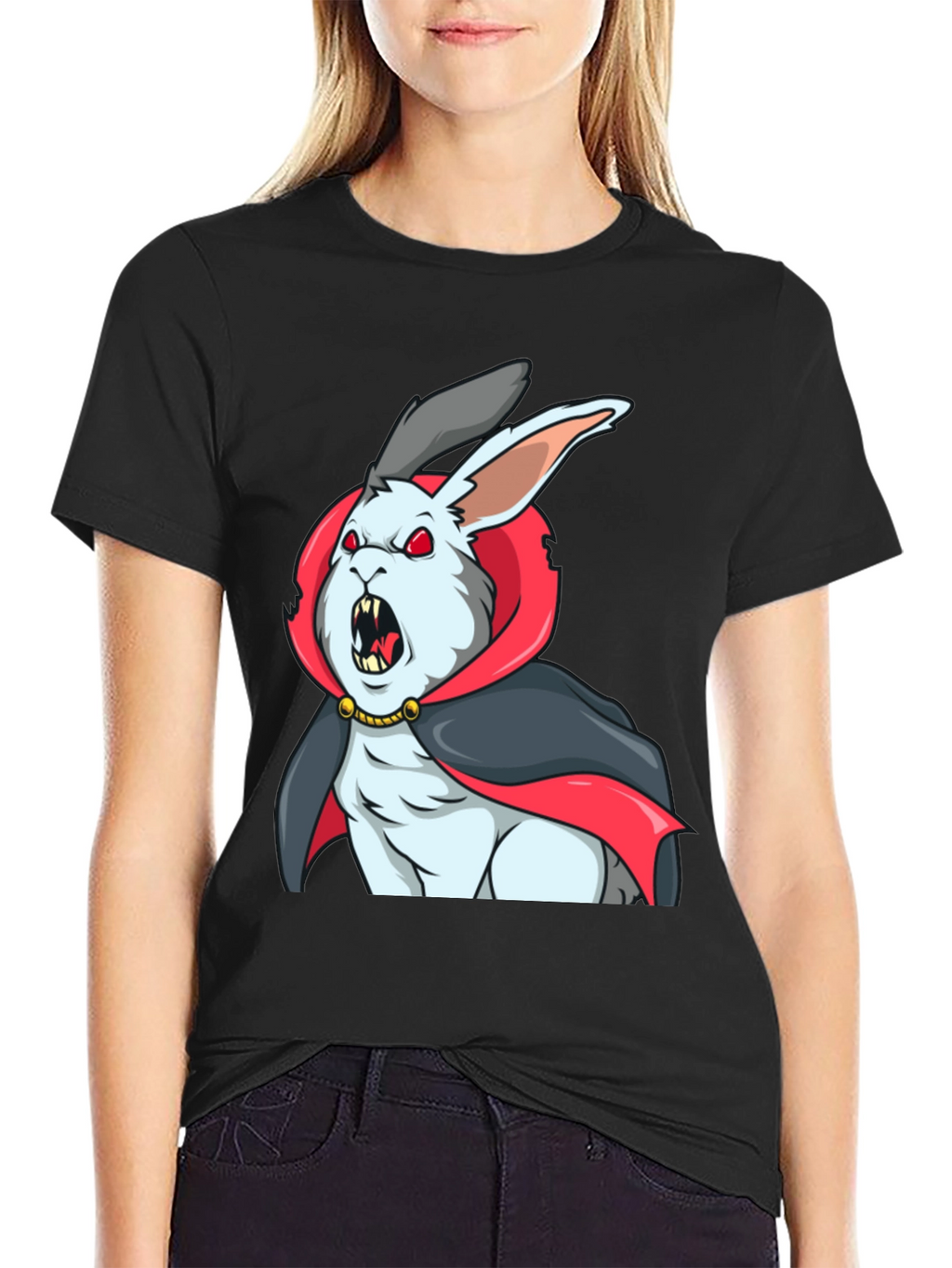 Vampire Rabbit Graphic Tee - Halloween Shirt