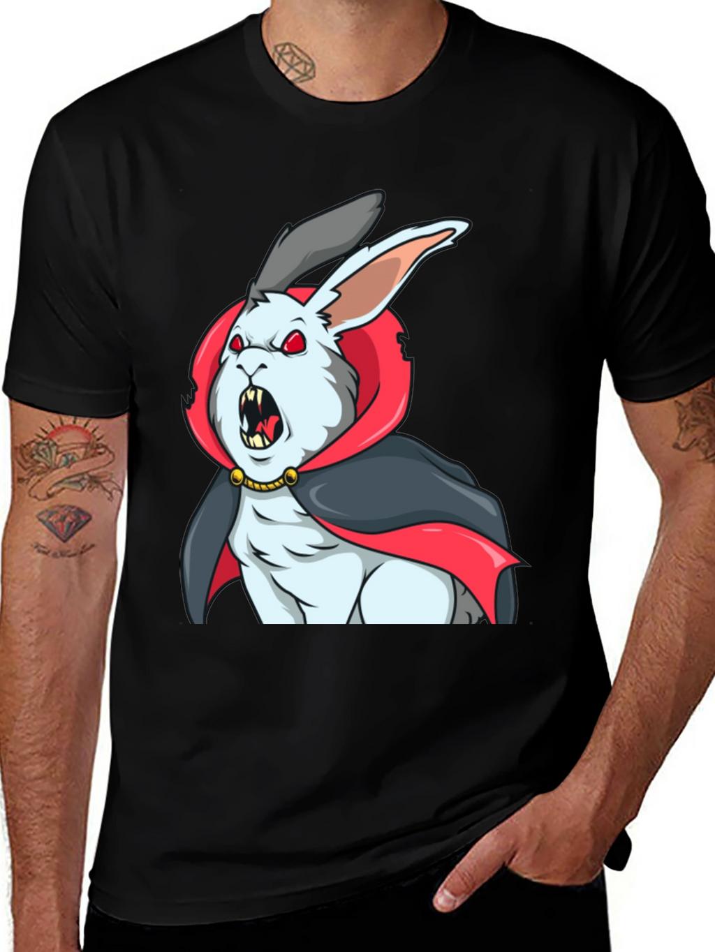 Vampire Rabbit Graphic Tee - Halloween Shirt