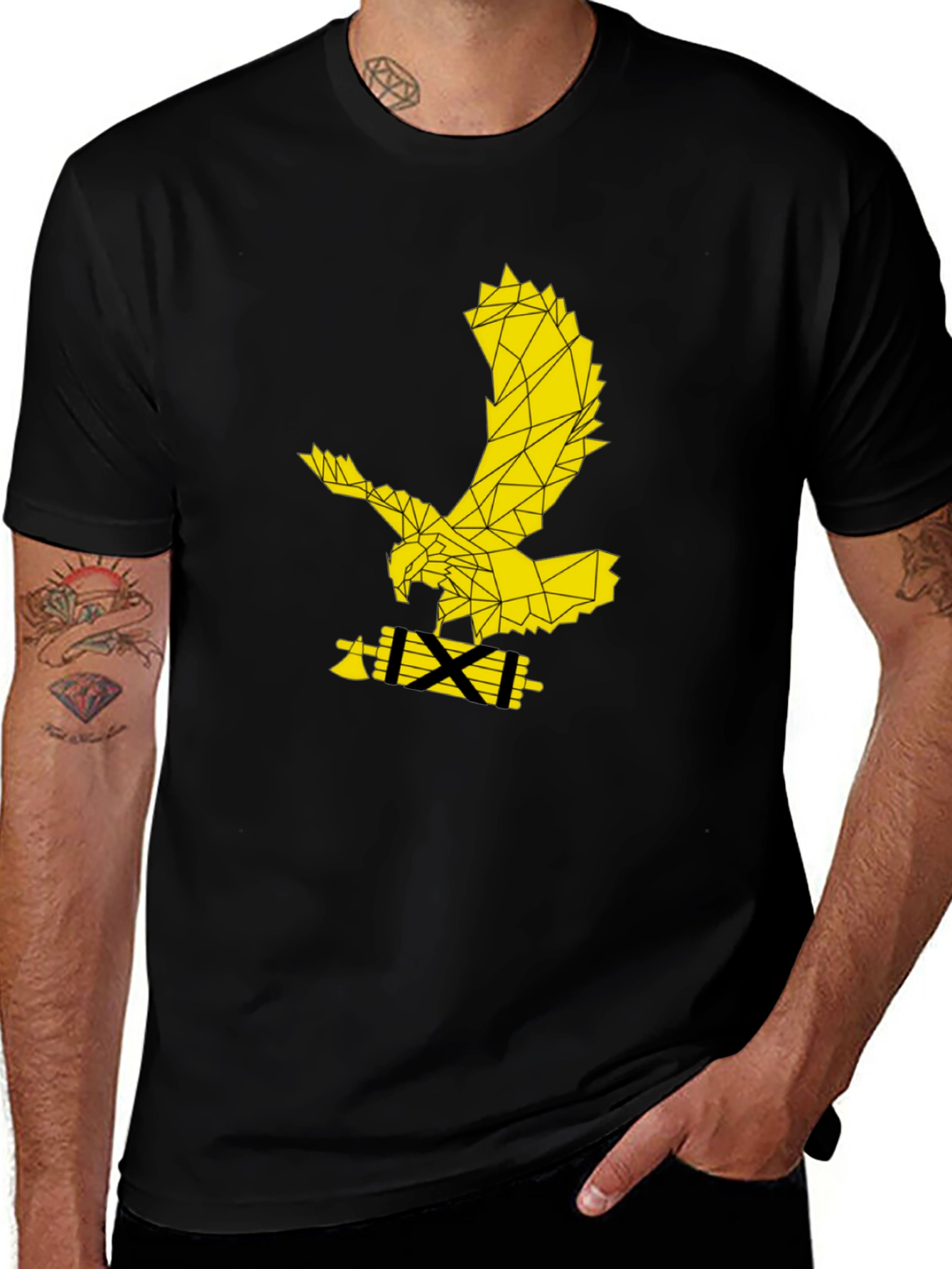 Geometric Eagle Graphic Black T-Shirt