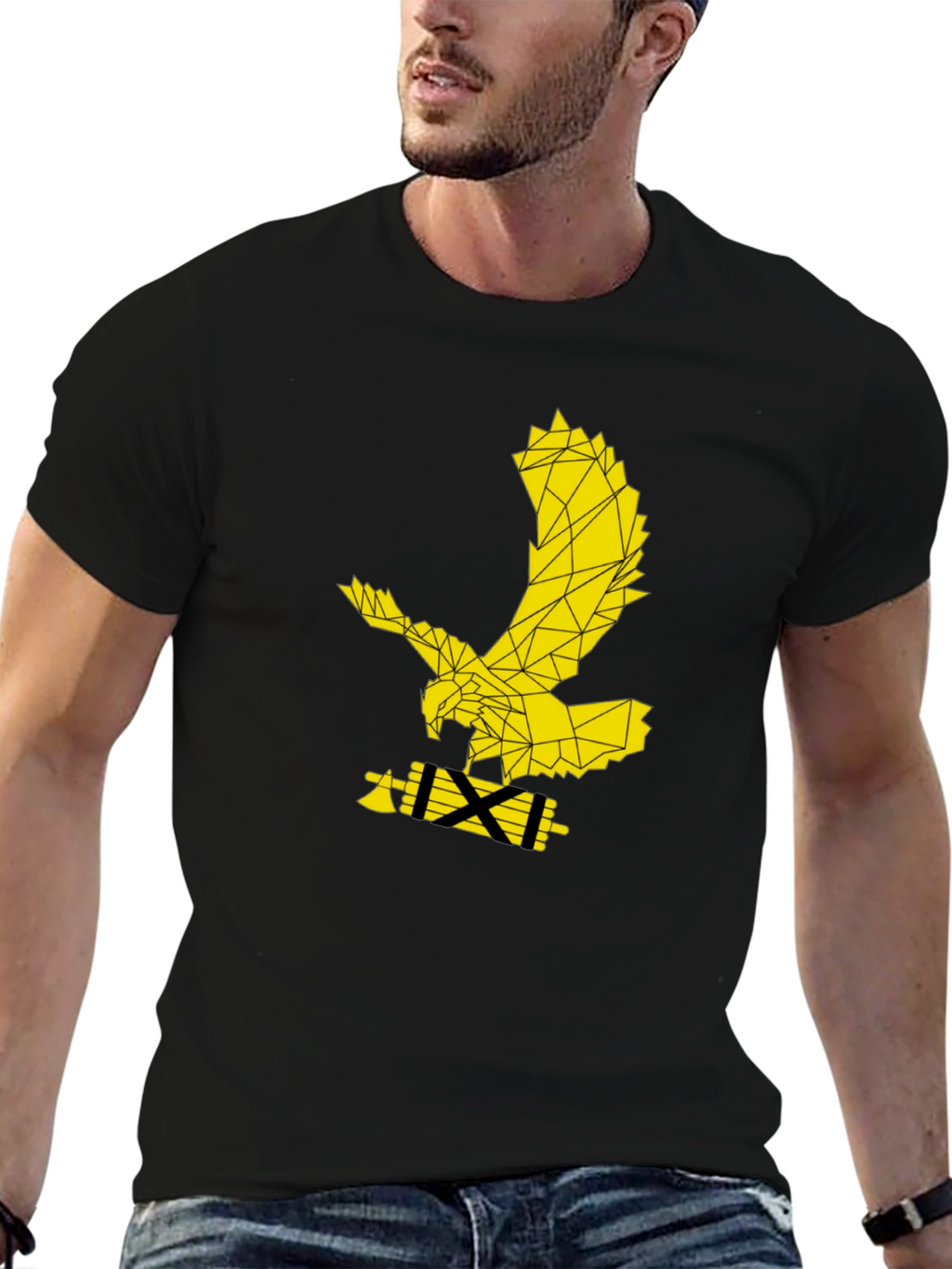 Geometric Eagle Graphic Black T-Shirt