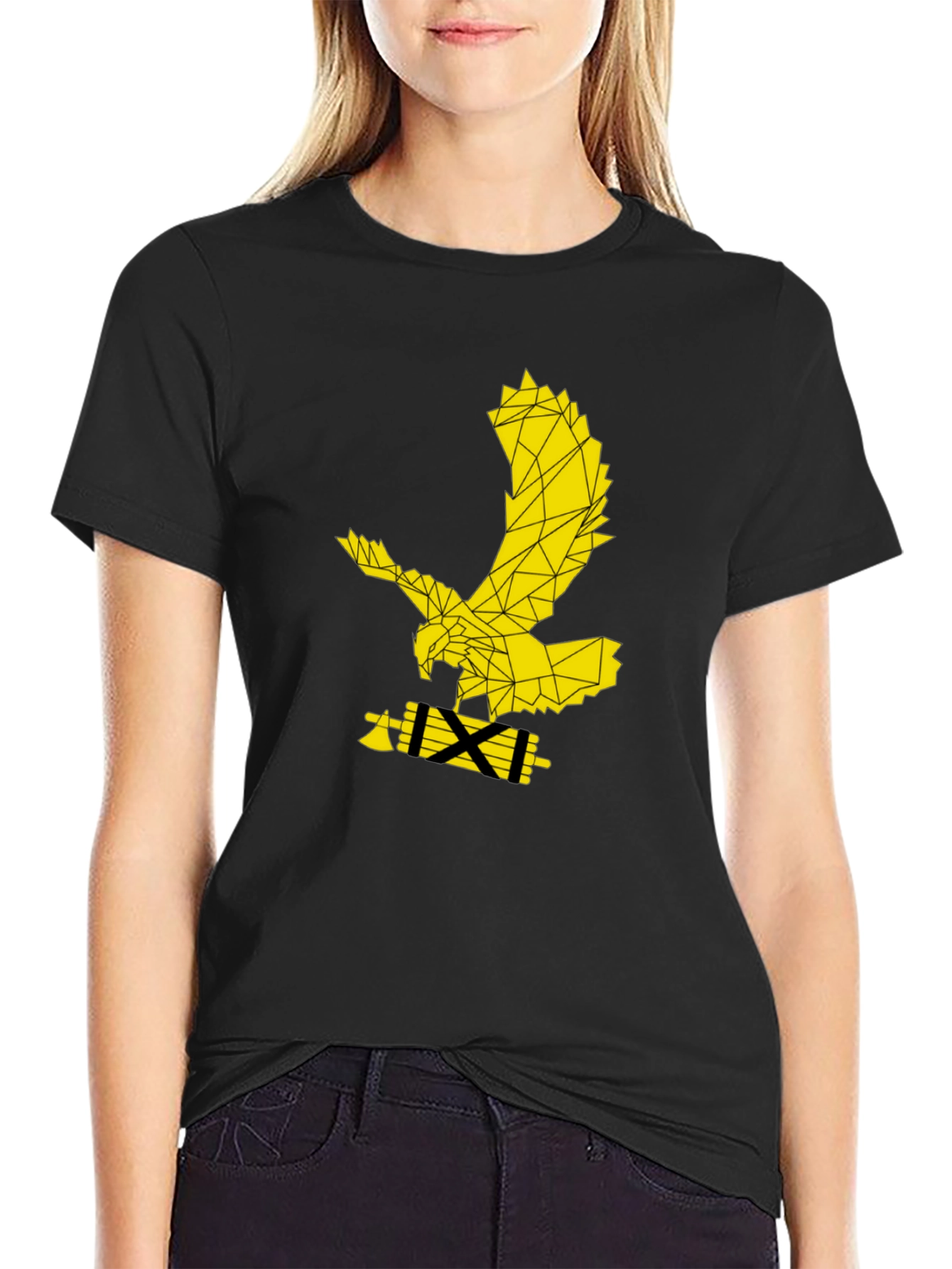 Geometric Eagle Graphic Black T-Shirt