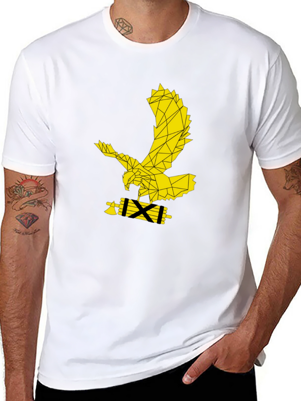 Geometric Eagle Graphic Black T-Shirt