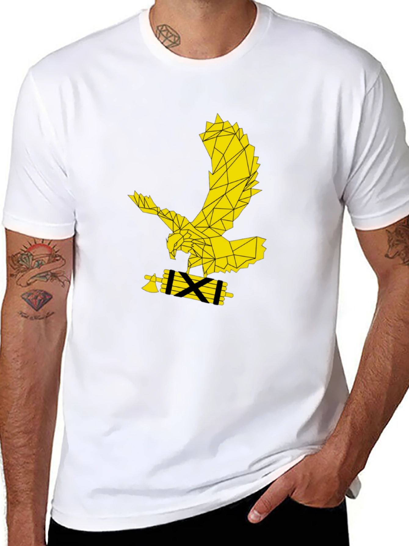 Geometric Eagle Graphic Black T-Shirt