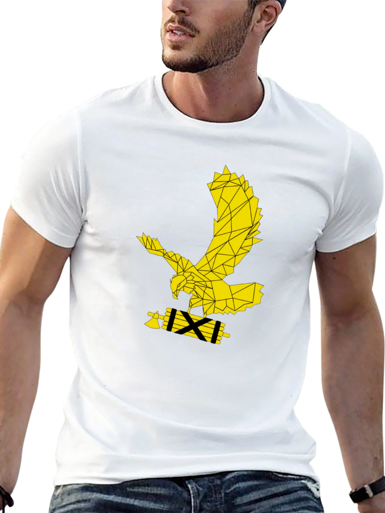 Geometric Eagle Graphic Black T-Shirt