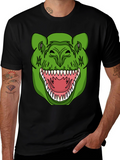 Dinosaur Graphic T-Shirt - Black Crew Neck Tee