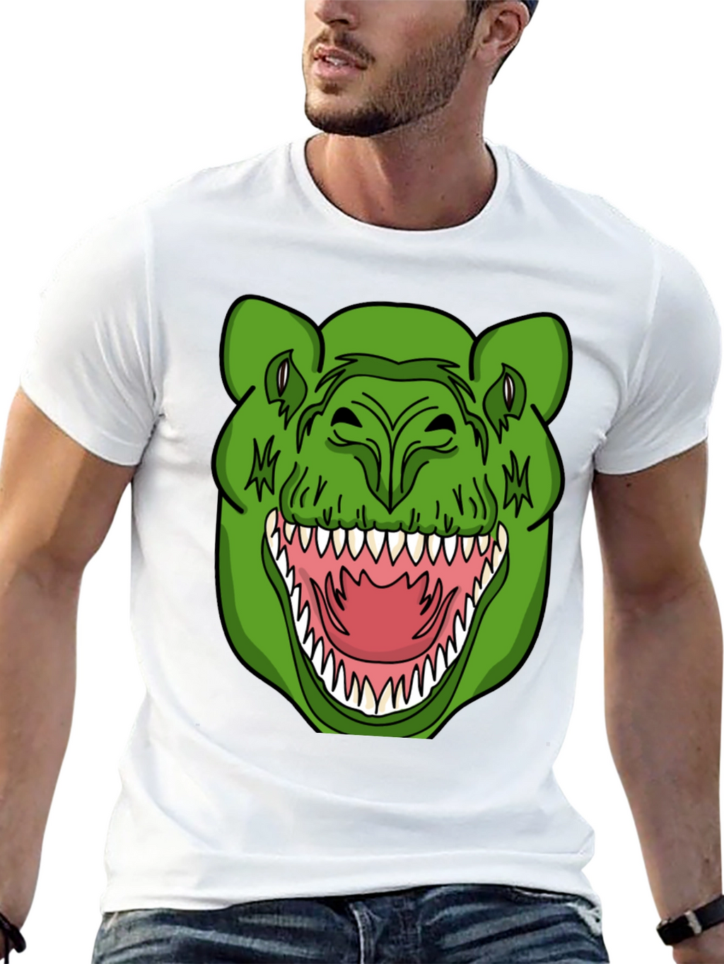 Dinosaur Graphic T-Shirt - Black Crew Neck Tee
