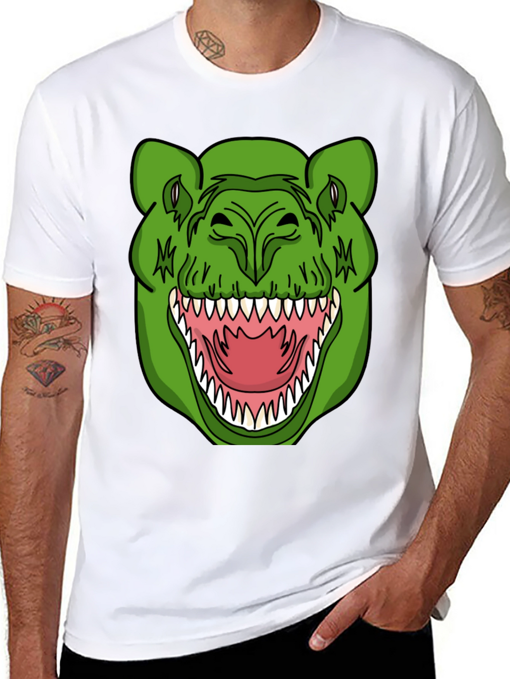 Dinosaur Graphic T-Shirt - Black Crew Neck Tee