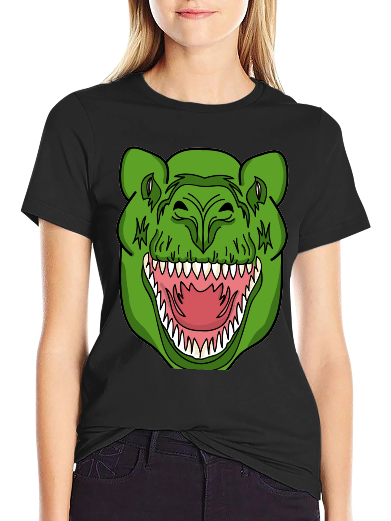 Dinosaur Graphic T-Shirt - Black Crew Neck Tee