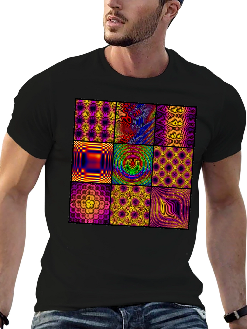 Abstract Pattern Graphic Tee - Mens Black T-Shirt