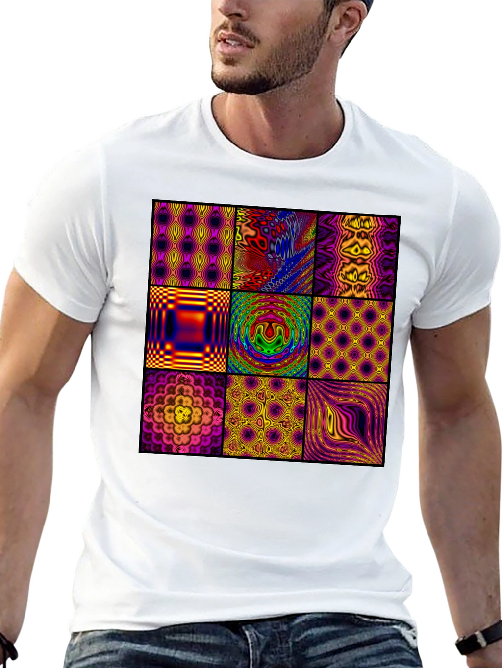 Abstract Pattern Graphic Tee - Mens Black T-Shirt