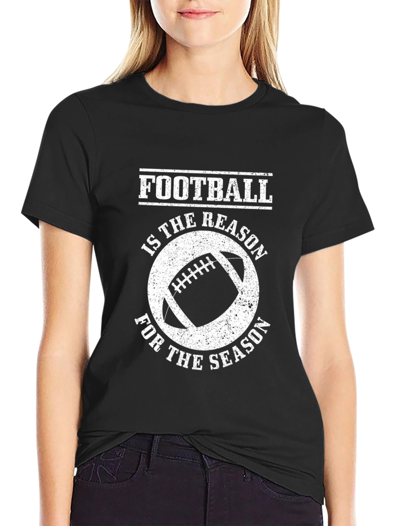Football Season Graphic Tee - Black Cotton Shirt