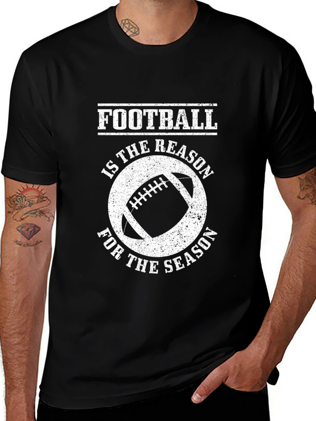 Football Season Graphic Tee - Black Cotton Shirt