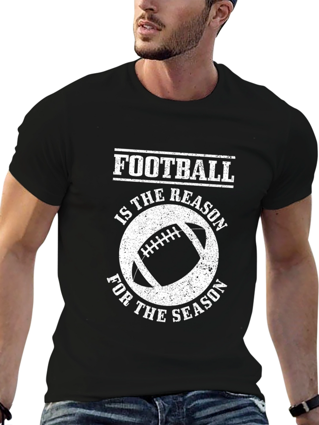 Football Season Graphic Tee - Black Cotton Shirt
