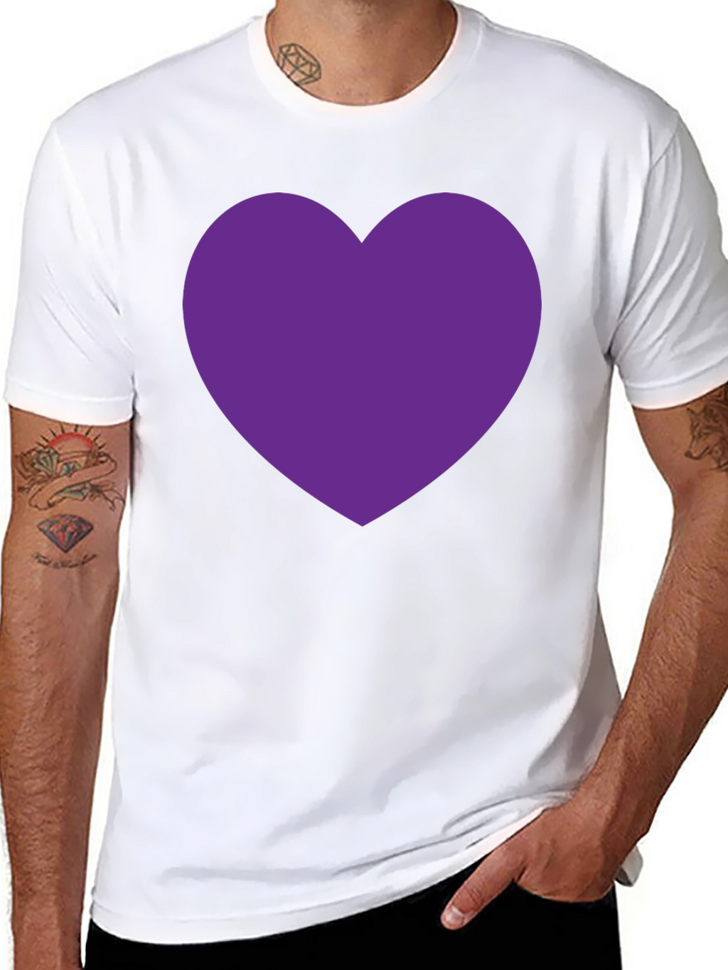 Heart Tee - Bold Purple Heart on Black