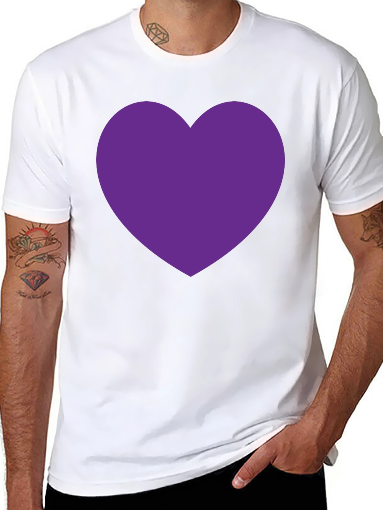 Heart Tee - Bold Purple Heart on Black