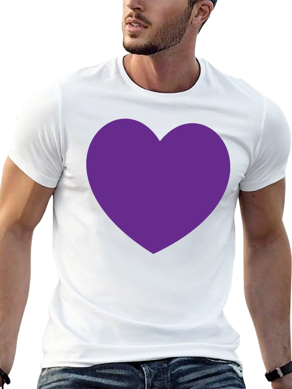 Heart Tee - Bold Purple Heart on Black