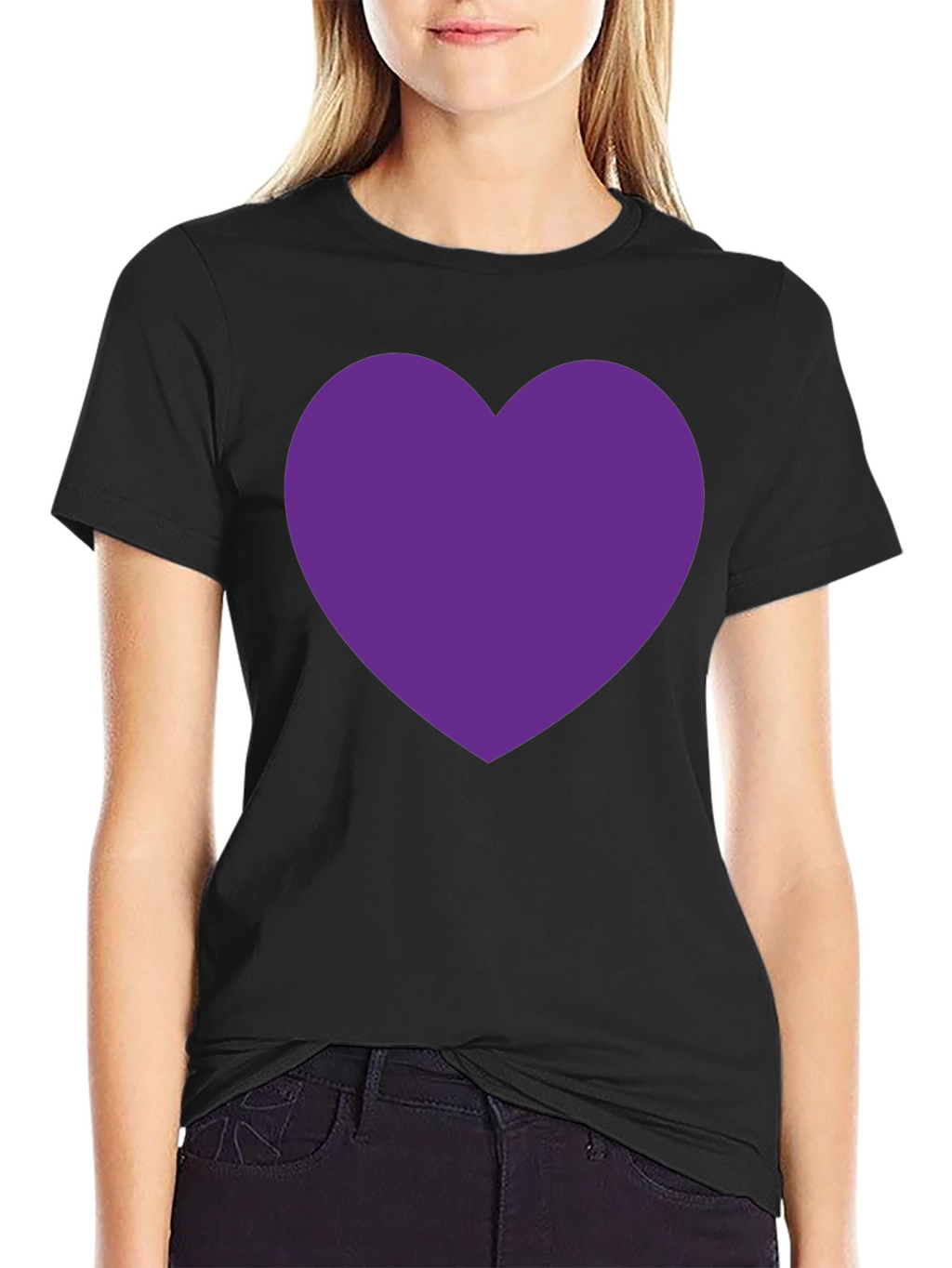 Heart Tee - Bold Purple Heart on Black