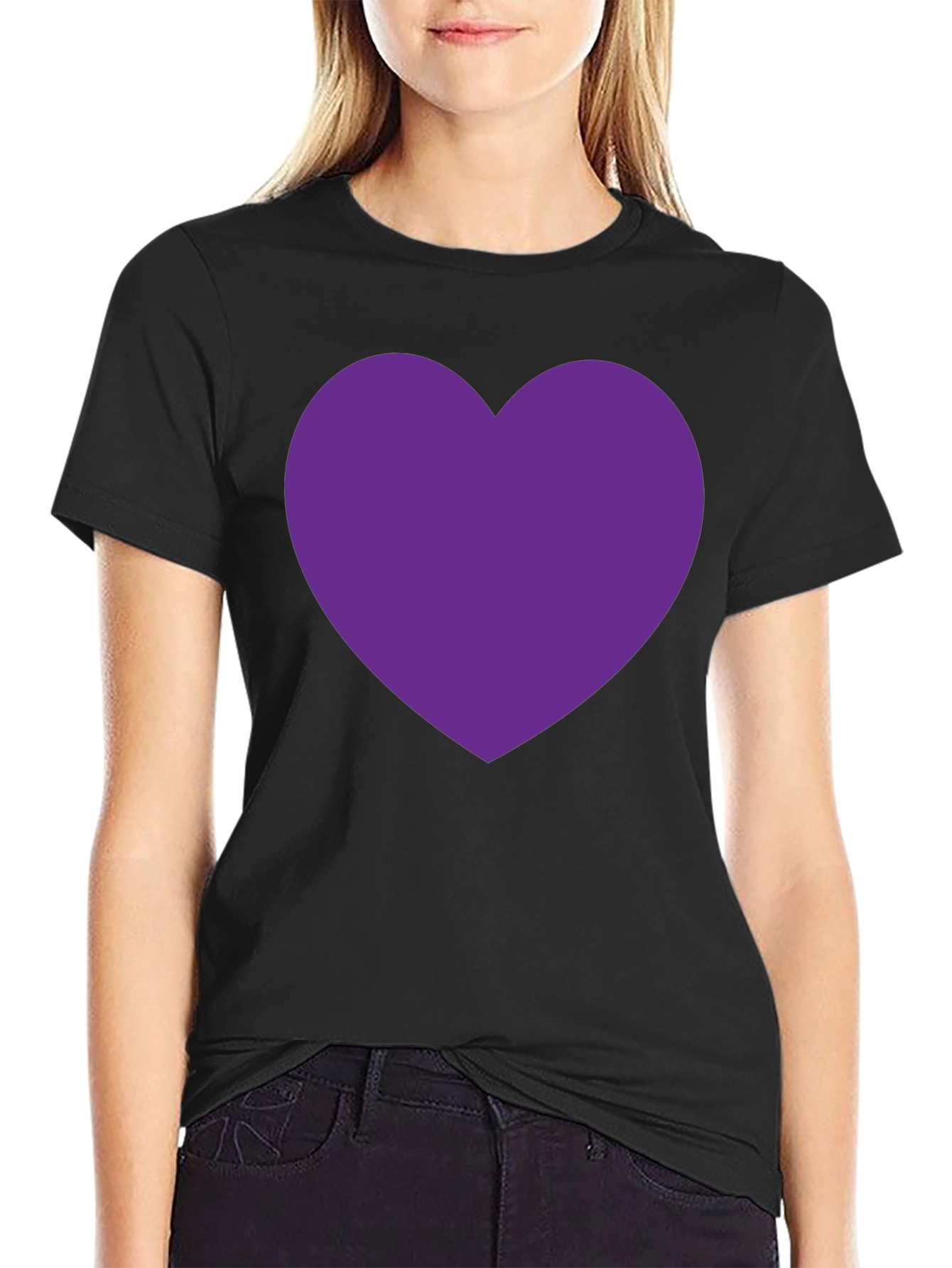 Heart Tee - Bold Purple Heart on Black