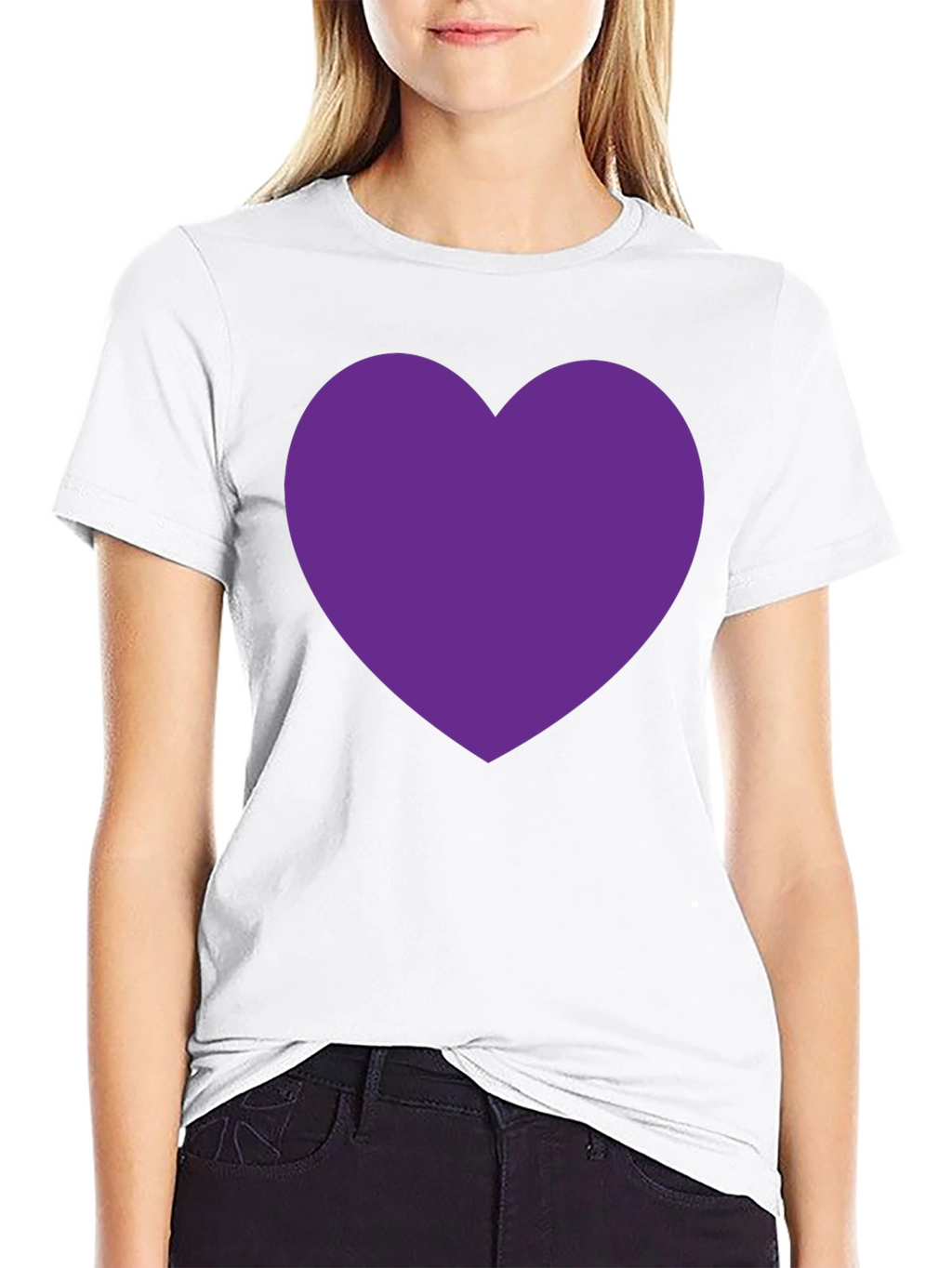 Heart Tee - Bold Purple Heart on Black