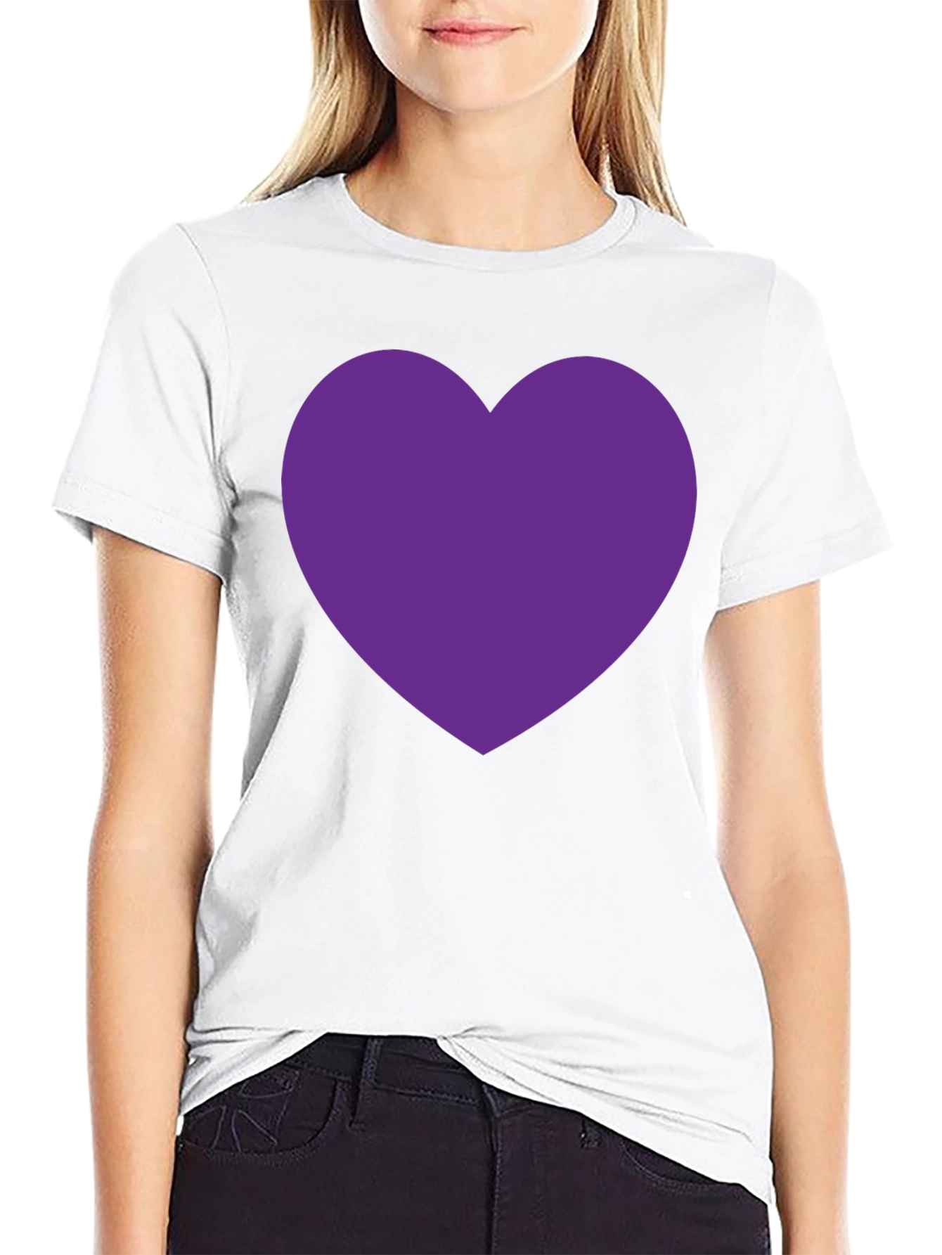 Heart Tee - Bold Purple Heart on Black